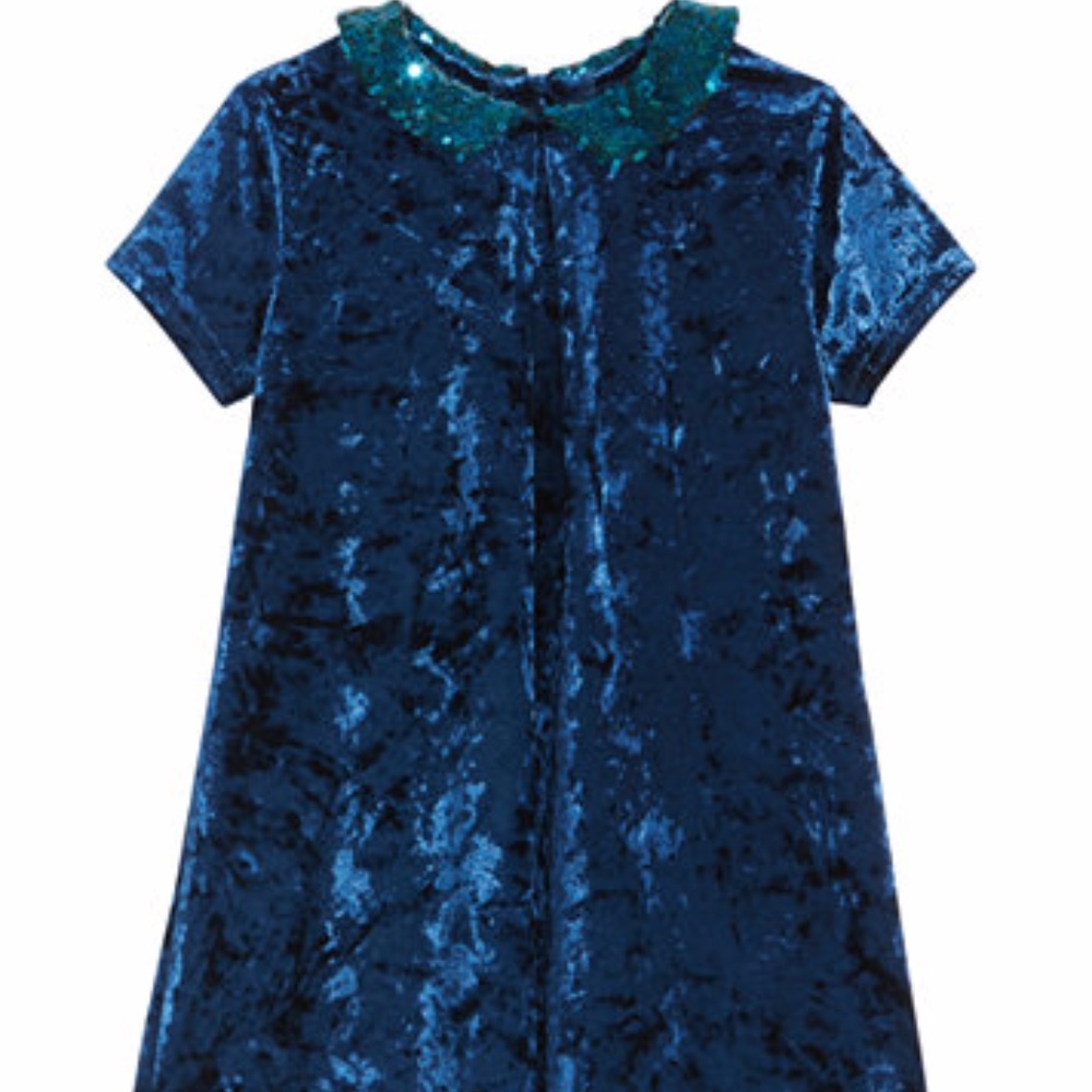 Blueberi Boulevard Girl's Velvet Sequin Dress